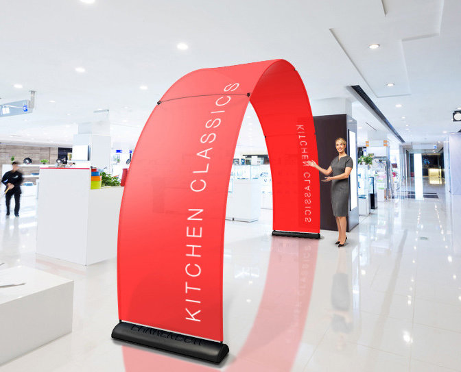 Komplet bannerbue indendørs med print Komplet bannerbue indendørs med print